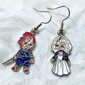 NWT Chucky & Tiffany Bride Of Horror Film Halloween Drop Dangle Earrings 🎃